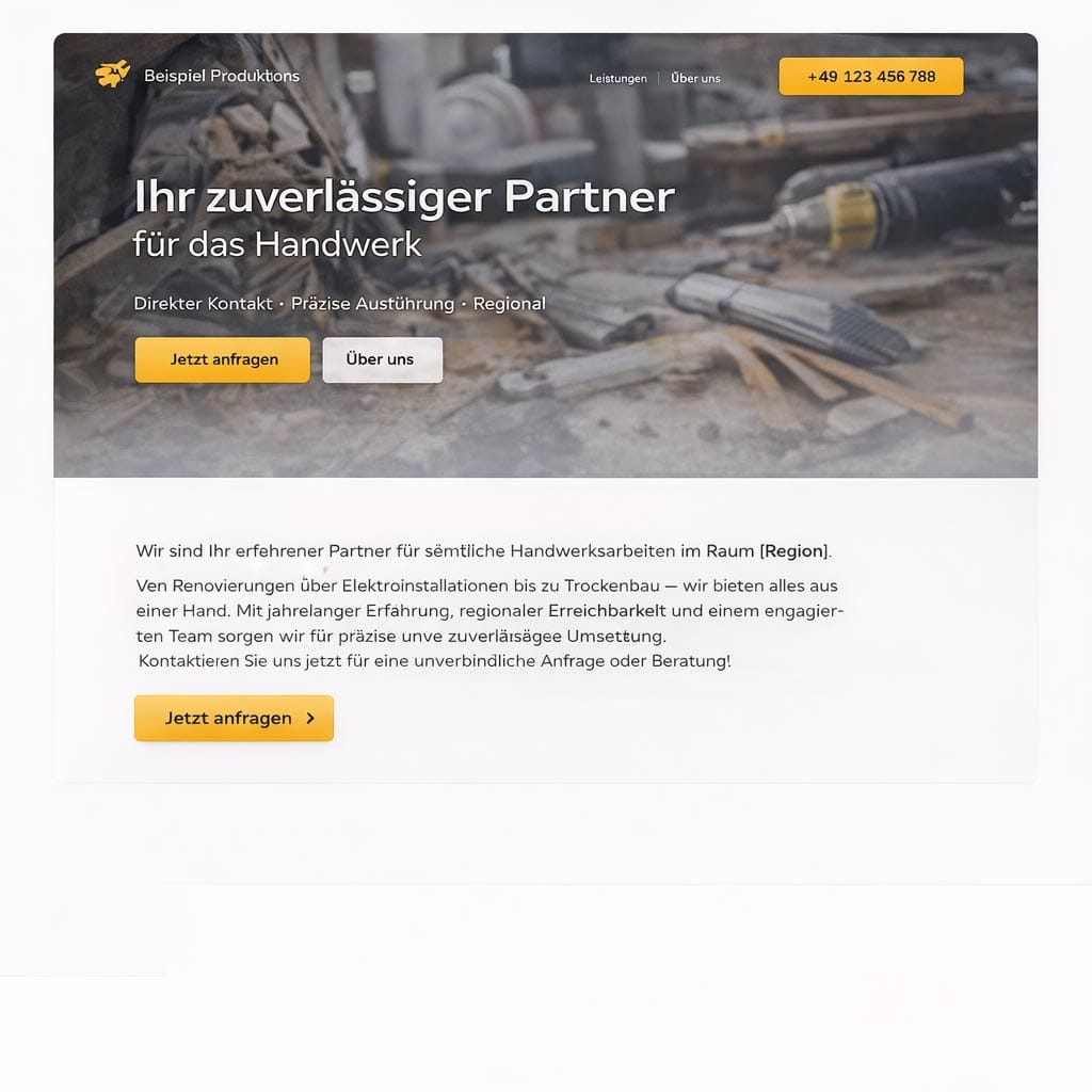 Vorher Screenshot – CTA & Kontaktwege