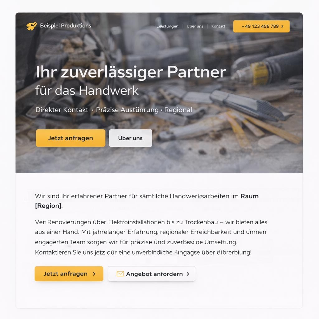 Vorher Screenshot – Startseite strukturiert