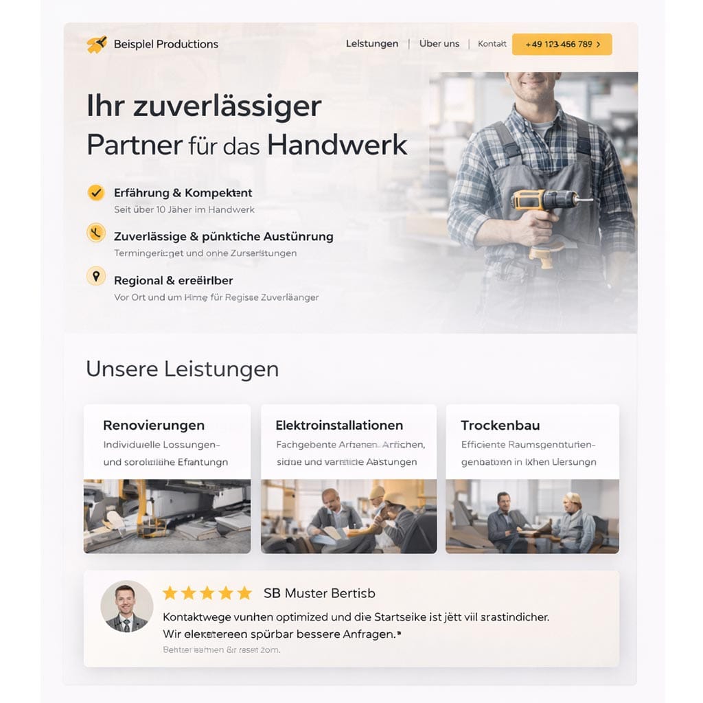 Nachher Screenshot – Startseite strukturiert